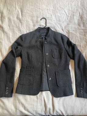 Banana Republic Womens Size 2 Charcoal Herringbone Shirt Jacket
